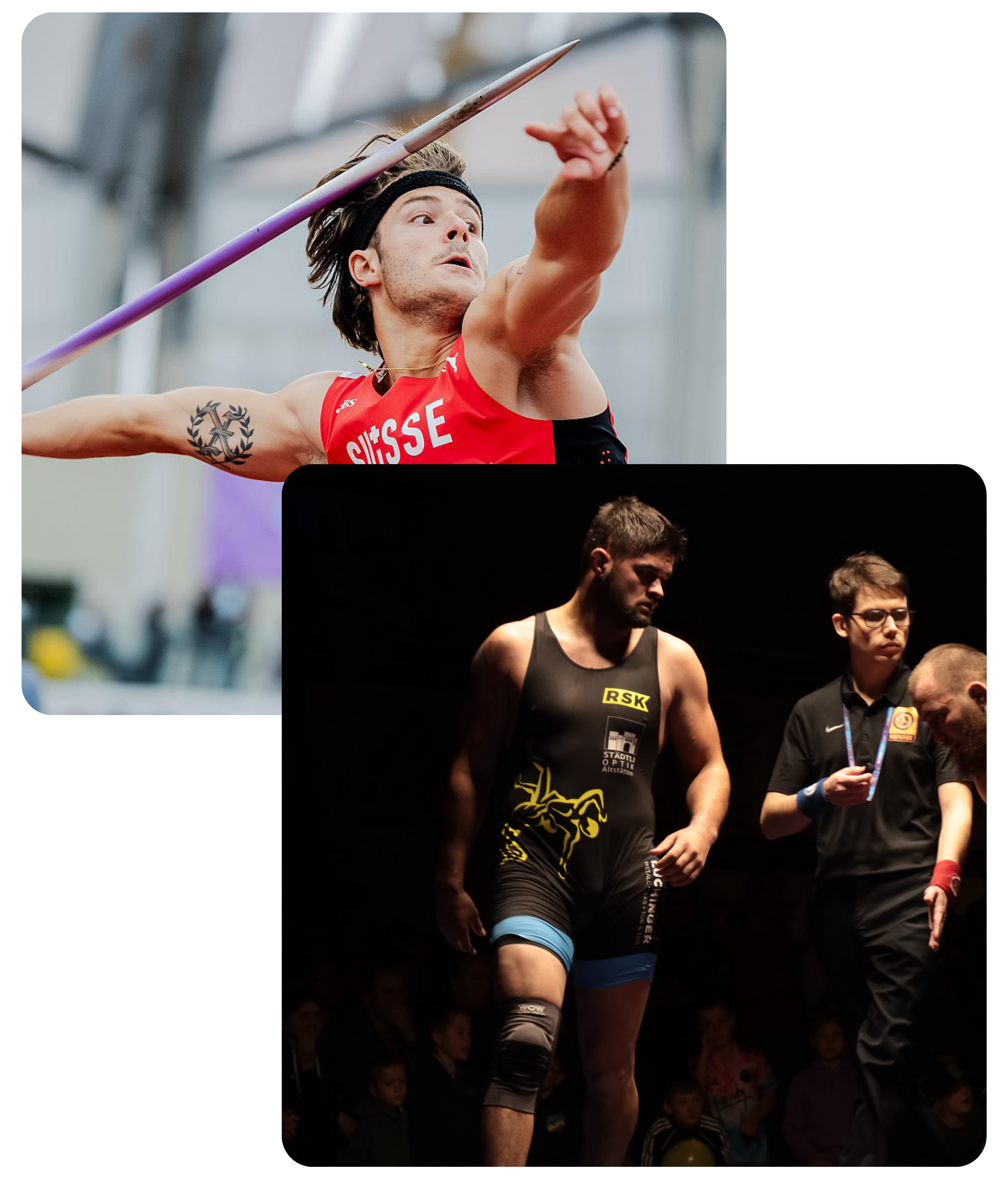 Leichtathletin im Stadion während Wettkampf – Konzentration und Leistungsbereitschaft im Spitzensport